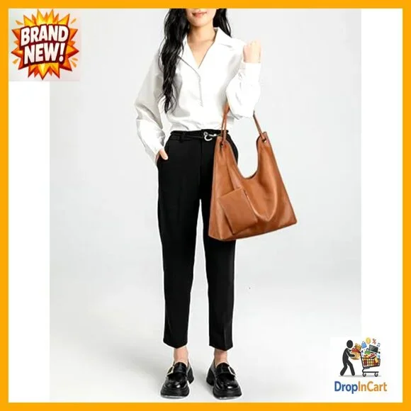 Genuine Cowhide Leather Hobo Handbag Shoulder Bag Purse with Coin Pouch